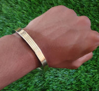Sikh kara Stainless Steel Flat Smooth Brass Lines Kada Singh Kaur Bangle N11