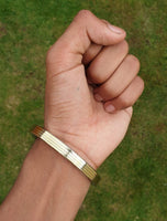 Sikh kara Stainless Steel Flat Smooth Brass Lines Kada Singh Kaur Bangle N11