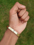 Sikh kara Stainless Steel Flat Smooth Brass Lines Kada Singh Kaur Bangle N11