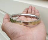 Sikh kara Stainless Steel Flat Smooth 4 Brass Lines Kada Singh Kaur Bangle N11