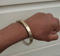 Sikh kara Stainless Steel Flat Smooth Brass Lines Kada Singh Kaur Bangle N11