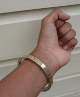 Sikh kara Stainless Steel Flat Smooth Brass Lines Kada Singh Kaur Bangle N11
