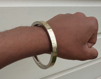 Sikh kara Stainless Steel Flat Smooth Brass Lines Kada Singh Kaur Bangle N11