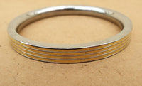 Sikh kara Stainless Steel Flat Smooth Brass Lines Kada Singh Kaur Bangle N11