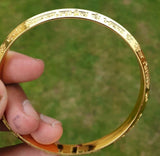 Gurmukhi Alphabet Kara Gold Plated bangle Sant Bhindranwale Words Sikh Kada N14R Unisex Bracelet
