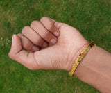Gurmukhi Alphabet Kara Gold Plated bangle Sant Bhindranwale Words Sikh Kada N14R Unisex Bracelet
