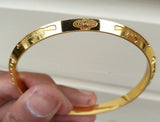 Gurmukhi Alphabet Kara Gold Plated bangle Sant Bhindranwale Words Sikh Kada N14R Unisex Bracelet
