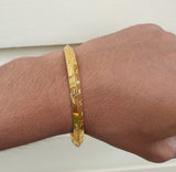 Gurmukhi Alphabet Kara Gold Plated bangle Sant Bhindranwale Words Sikh Kada N14R Unisex Bracelet