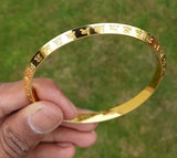 Gurmukhi Alphabet Kara Gold Plated bangle Sant Bhindranwale Words Sikh Kada N14R Unisex Bracelet