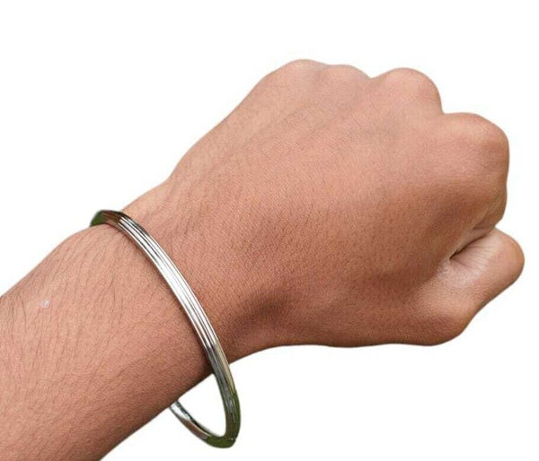 Stainless Steel Kara Sikh Bangle Singh Kaur Lines Kada Punjabi Bracelet Y13 New