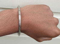 Stainless Steel Kara Sikh Bangle Singh Kaur Lines Kada Punjabi Bracelet Y13 New
