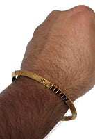 Gold Plated Kara Laser Engraved Khanda kada Sikh Singh Kaur Khalsa Bangle R12