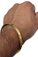 Gold Plated Kara Laser Engraved Khanda kada Sikh Singh Kaur Khalsa Bangle R12