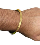 Gold Plated Kara Laser Engraved Khanda kada Sikh Singh Kaur Khalsa Bangle R12
