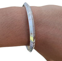 Silver Plated Kara Laser Engraved Khanda kada Sikh Singh Kaur Khalsa Bangle R11