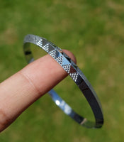 Silver Plated Kara Laser Engraved Khanda kada Sikh Singh Kaur Khalsa Bangle R11