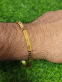 Gold Plated Kara Laser Engraved Khanda kada Sikh Singh Kaur Khalsa Bangle R12