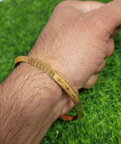 Gold Plated Kara Laser Engraved Khanda kada Sikh Singh Kaur Khalsa Bangle R12