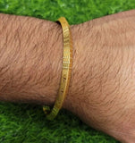Gold Plated Kara Laser Engraved Khanda kada Sikh Singh Kaur Khalsa Bangle R12