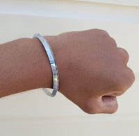 Silver Plated Kara Laser Engraved Khanda kada Sikh Singh Kaur Khalsa Bangle R11