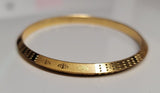 Gold Plated Kara Laser Engraved Khanda kada Sikh Singh Kaur Khalsa Bangle R12
