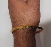 Gold Plated Kara Laser Engraved Khanda kada Sikh Singh Kaur Khalsa Bangle R12