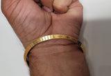Gold Plated Kara Laser Engraved Khanda kada Sikh Singh Kaur Khalsa Bangle R12
