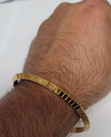 Gold Plated Kara Laser Engraved Khanda kada Sikh Singh Kaur Khalsa Bangle R12