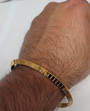Gold Plated Kara Laser Engraved Khanda kada Sikh Singh Kaur Khalsa Bangle R12
