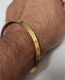 Gold Plated Kara Laser Engraved Khanda kada Sikh Singh Kaur Khalsa Bangle R12