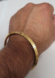 Gold Plated Kara Laser Engraved Khanda kada Sikh Singh Kaur Khalsa Bangle R12