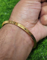 Gold Plated Kara Laser Engraved Khanda kada Sikh Singh Kaur Khalsa Bangle R12