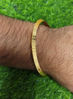 Gold Plated Kara Laser Engraved Khanda kada Sikh Singh Kaur Khalsa Bangle R12