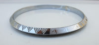 Silver Plated Kara Laser Engraved Khanda kada Sikh Singh Kaur Khalsa Bangle R11