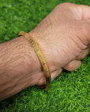 Gold Plated Kara Laser Engraved Khanda kada Sikh Singh Kaur Khalsa Bangle R12