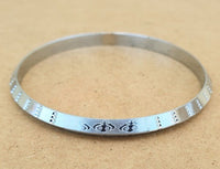 Silver Plated Kara Laser Engraved Khanda kada Sikh Singh Kaur Khalsa Bangle R10