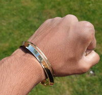 Brass Edge Kara Sikh Singh Kaur Khalsa Gold Look Bangle Collar Kada Bracelet Z11