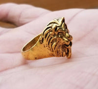 Punjabi Sikh Lion Brass Ring Golden Sharukh Khan Movie Jawan Evil Eye Protection