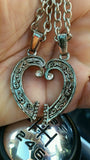 Silver plated two heart lovers talisman amulet pendant car rear mirror hanging