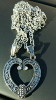 Silver plated two heart lovers talisman amulet pendant car rear mirror hanging