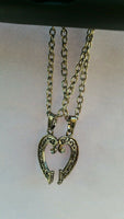 Silver plated two heart lovers talisman amulet pendant car rear mirror hanging