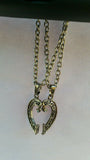 Silver plated two heart lovers talisman amulet pendant car rear mirror hanging