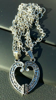 Silver plated two heart lovers talisman amulet pendant car rear mirror hanging