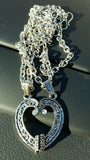 Silver plated two heart lovers talisman amulet pendant car rear mirror hanging