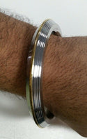 Stunning stainless steel chunky lines brass edge sikh singh khalsa kara kada d6