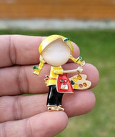 Paint girl decor brooch celebrity vintage look gold plated design pin broach k15