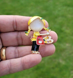 Paint girl decor brooch celebrity vintage look gold plated design pin broach k15