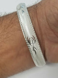 Silver plated laser engraved khandas sikh singh kaur khalsa kara bangle kada u2