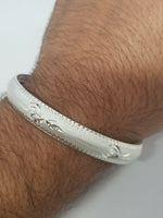 Silver plated laser engraved khandas sikh singh kaur khalsa kara bangle kada u2