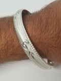 Silver plated laser engraved khandas sikh singh kaur khalsa kara bangle kada u2